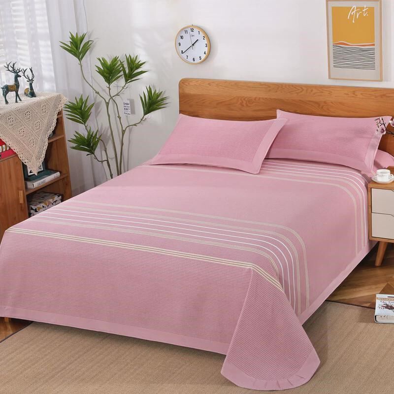 ri0t买【凉席送枕巾】特厚精梳棉21支纯棉老粗布四季毯三件套简约