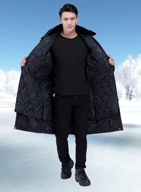 蓝色老款军棉大衣男女中长款加厚可拆冷库防寒保安工作制服冬装