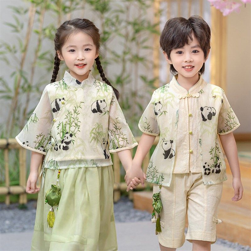儿童汉服2024夏装新款女童超仙古装演出服男童新国风唐装六一表演