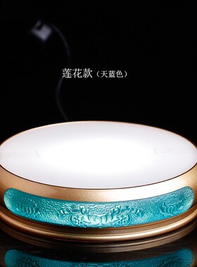 琉璃八吉祥发光底座中式禅意佛具用品led灯插电灯莲花座佛底座