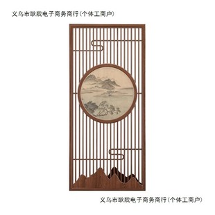 新中式入户屏风隔断客厅遮挡美容院纱画餐厅入户宋代美学装饰圆形