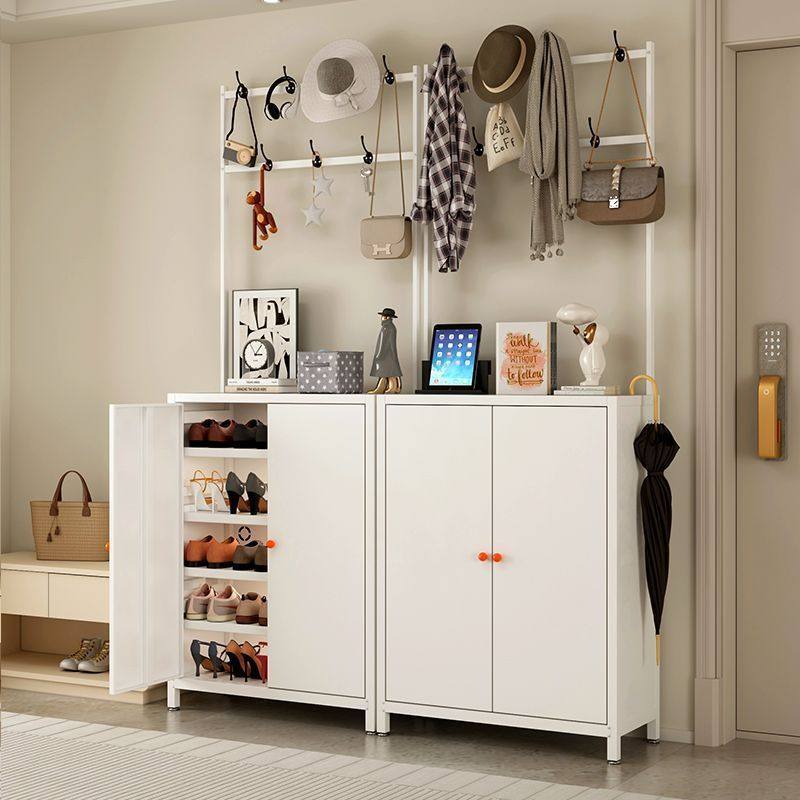 钢制鞋柜衣帽架一体靠墙家用入户门口玄关收纳柜大容量多层储物柜,收纳整理,鞋子收纳架,淘宝优惠券,粉丝福利购,淘宝优惠卷