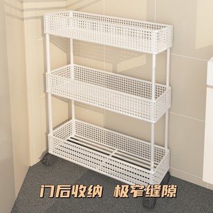 卫生间夹缝置物架门后超窄缝隙收纳柜浴室12cm极窄小推车款铁