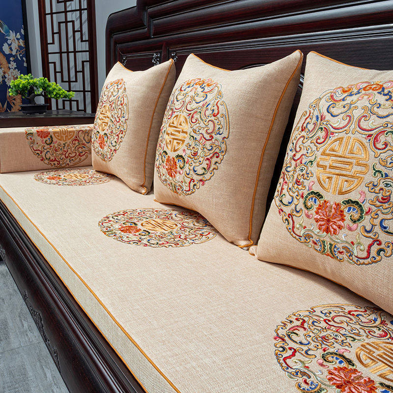 红木沙发坐垫防滑新中式沙发垫冬季椅子垫乳胶棕垫加厚海绵垫钉制