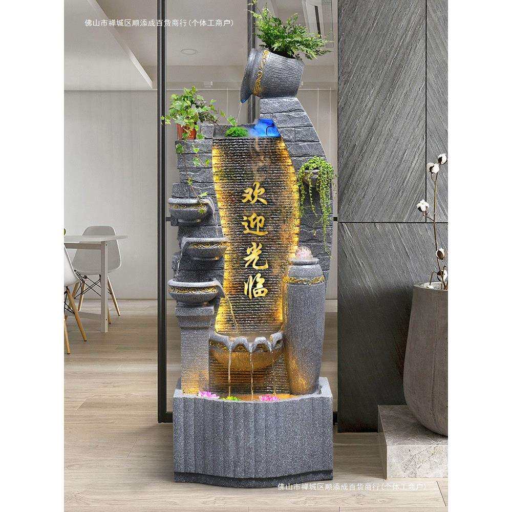 客厅欧式装饰喷泉循环风水轮落地生财流水摆件轻奢水幕墙景观假山