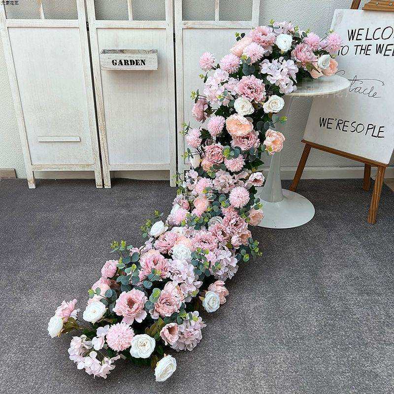 仿真花婚庆花排装饰婚礼挂花玫瑰条花店铺橱窗挂饰花墙结婚插花条