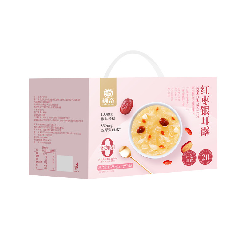 绿帝红枣银耳露1.368kg礼盒装内含6瓶银耳羹开盖即食营养滋补养生