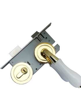 分体锁复古陶瓷金色白色房门带钥匙通用执手锁white door handle