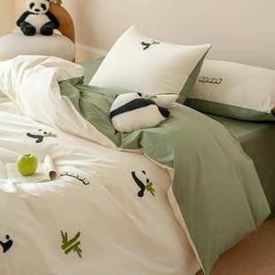 100S高支长绒棉毛巾绣花全棉四件套 纯棉磨毛床品加厚保暖秋冬天