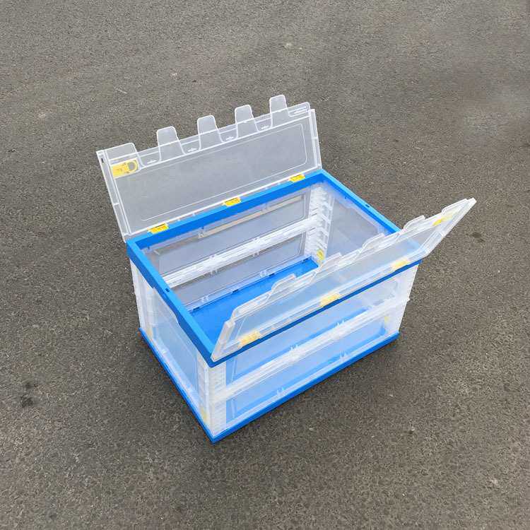 大号透明塑料折叠箱含盖600*400*340mmPP物流周转箱