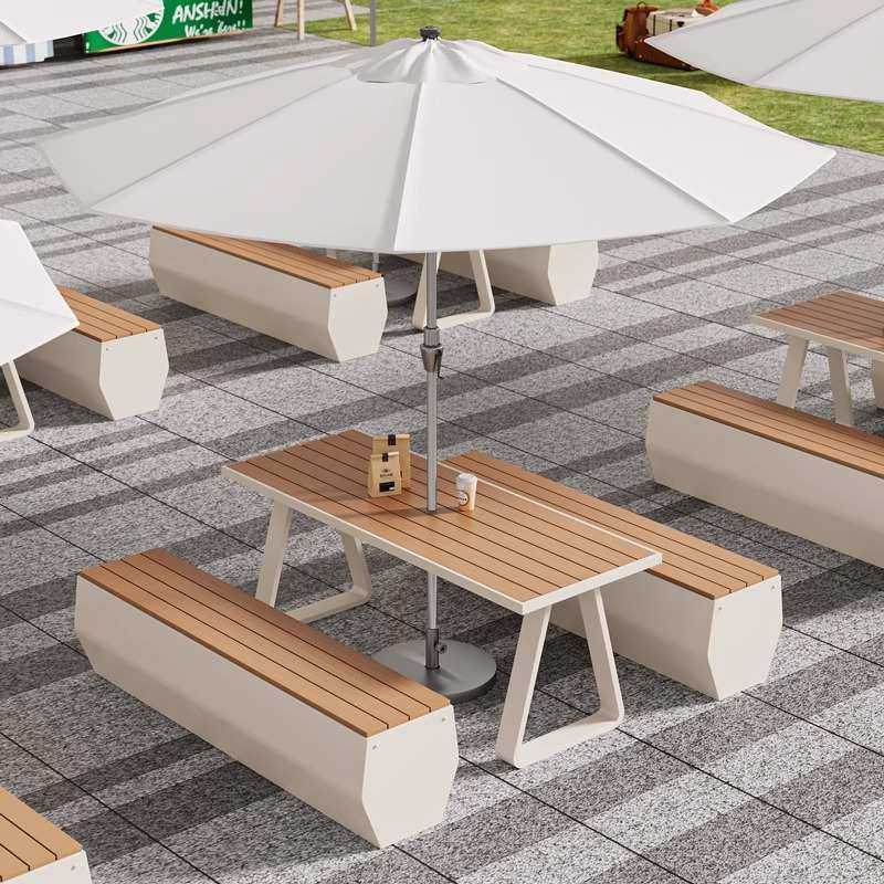 市政广场商业街售楼部外摆休闲桌椅带伞组合创意奶茶店咖啡厅餐桌