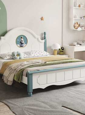 实木儿童床男孩女孩双人床现代简约美式学生经济型主卧公主欧式床