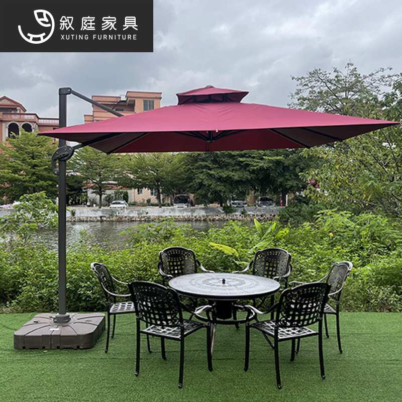 户外铸铝桌椅组合家用庭院炭烤火锅炉铁艺露台花园餐桌室外烧烤桌