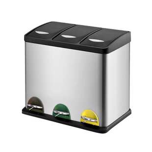 30升家用厨房环保分类垃圾桶不锈钢脚踏带盖双桶卫生间垃圾箱