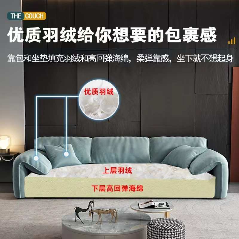 沙发客厅意式极简新款大象耳朵北欧小户型现代轻奢科技皮布艺羽绒