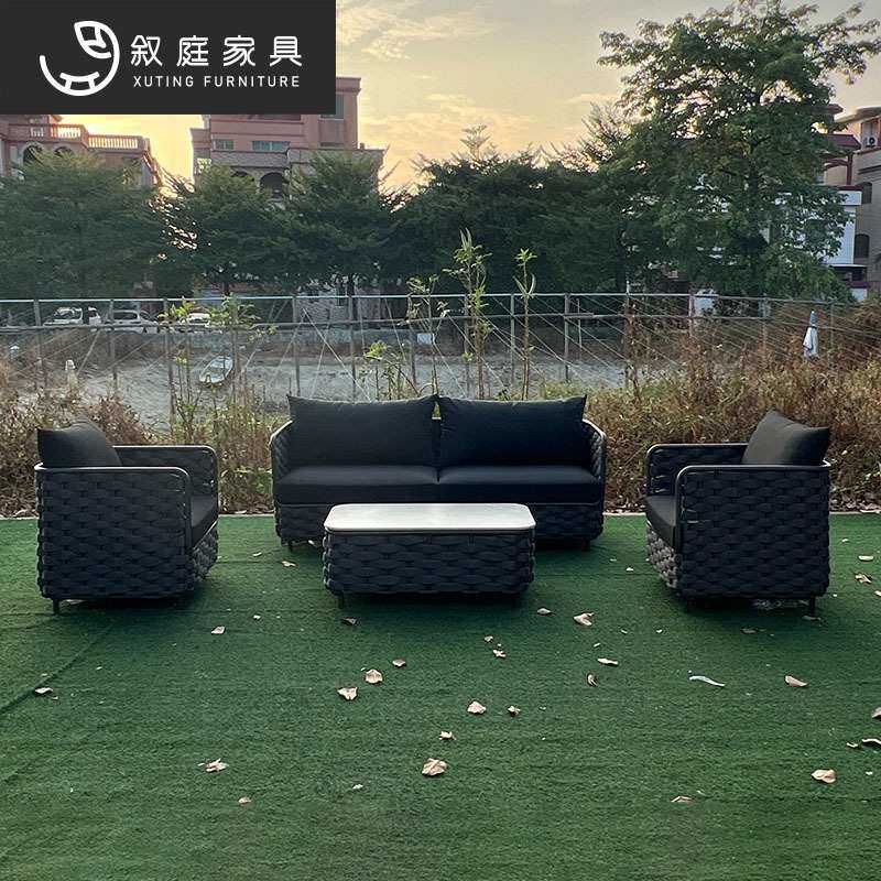 户外北欧庭院沙发露天铝合金藤编防水防晒室内外别墅露台绳椅家具