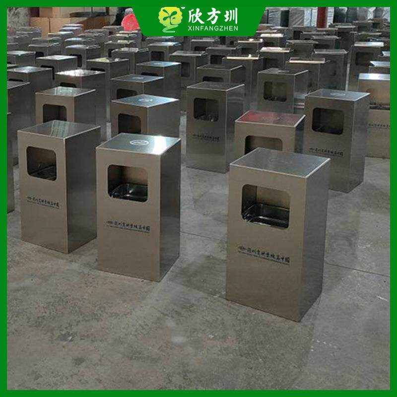 室内方形商用简约不锈钢垃圾桶组合式分类金属果皮箱单筒