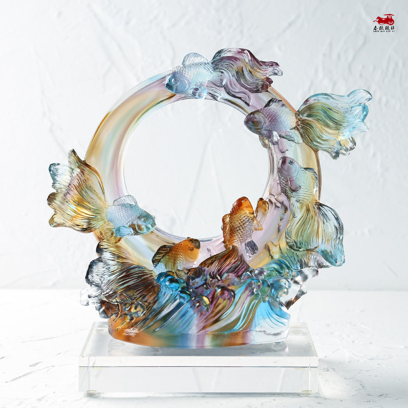 琉璃鱼摆件家居饰品招财工艺品新婚礼物金玉满堂新房礼品现代中式