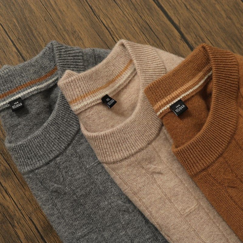 100%纯羊毛衫男冬季保暖美丽诺绵羊毛衣竹节提花针织衫麻花打底衫,男装,羊绒套衫,淘宝优惠券,粉丝福利购,淘宝优惠卷