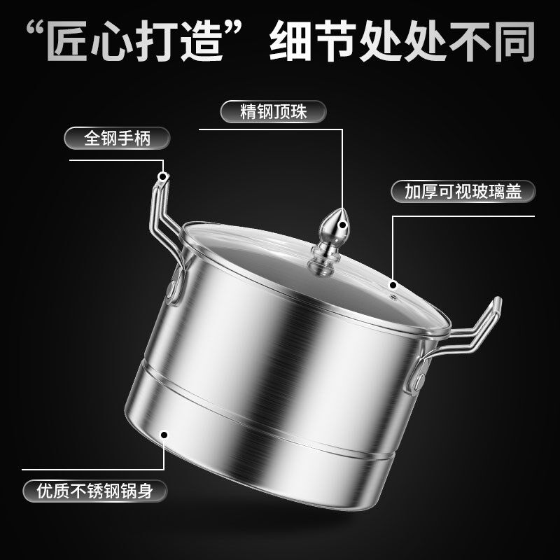 新款不锈钢蒸蛋锅汤锅奶锅蒸锅带蒸片早餐家用辅食煲汤锅灶具通用图片