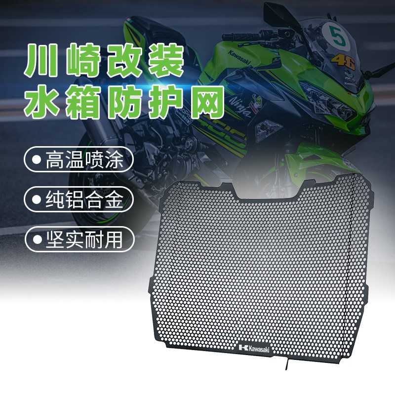 适用川崎GTR140l0 ZX14R六眼魔神ZZR1400改装水箱网保护网护罩配