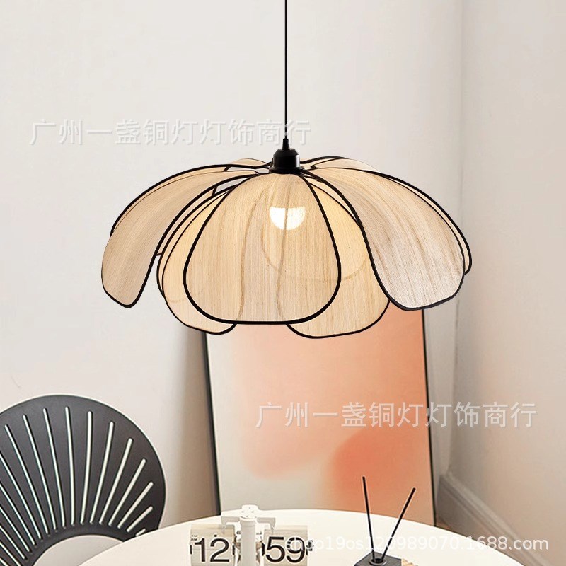 法式奶油风吊灯北欧o简约餐厅客厅卧室日式中古风艺术高级感花瓣