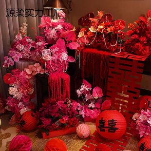 结婚仿真花艺摆件女方婚房布置套装订婚花束摆台婚礼卧室客厅装饰