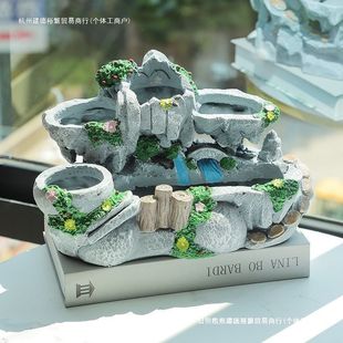 高山流水瀑布花卉花盆茶桌玄关摆件阳台客厅肉肉植物多肉花盆大号