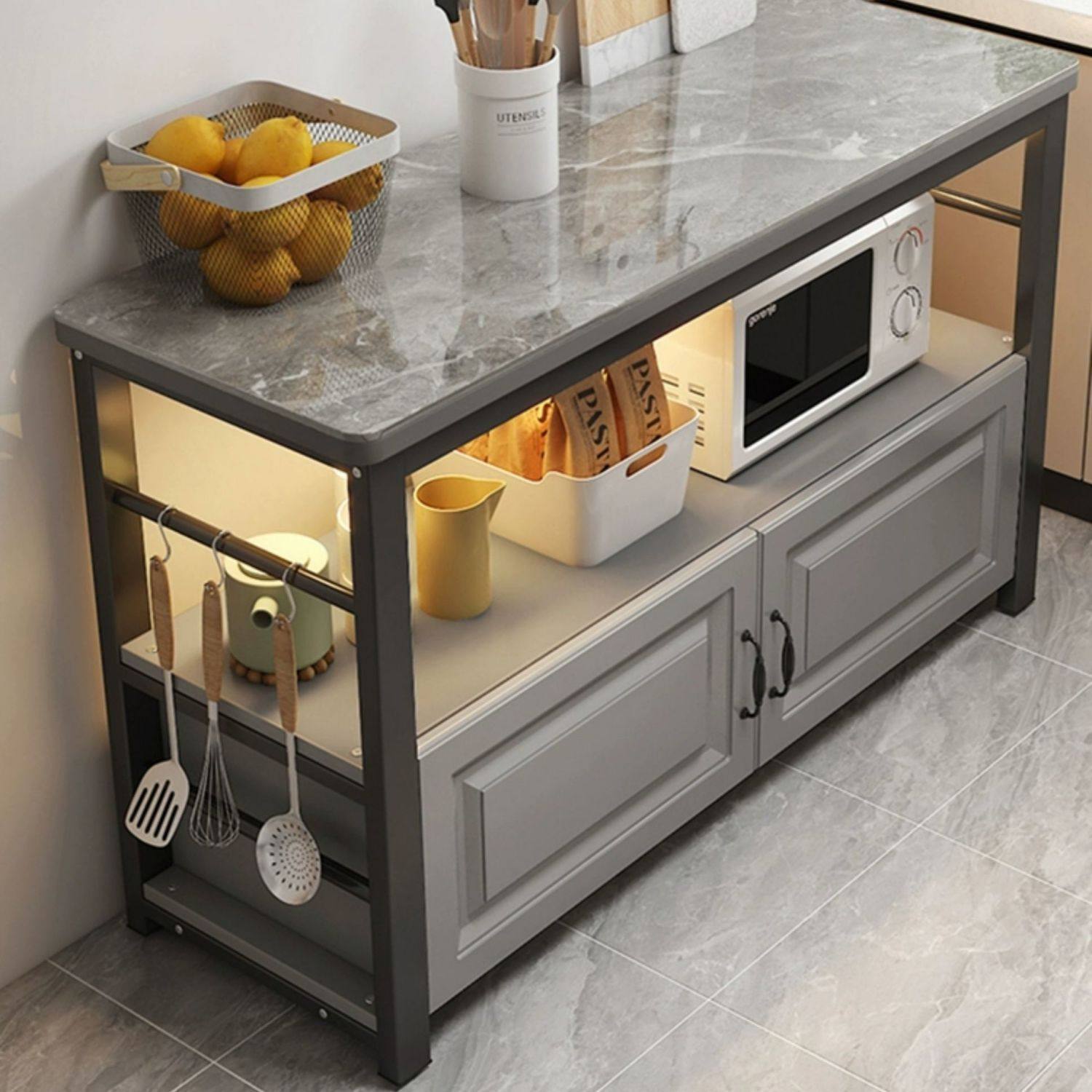 厨房置物架岩板切菜操作台落地家用多层置物架微波炉烤箱储物柜,住宅家具,岛台餐桌,淘宝优惠券,粉丝福利购,淘宝优惠卷