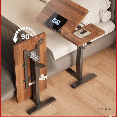 可移动床边桌可升降电脑桌卧室家用学生学习书桌气动折叠办公桌子