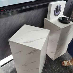 长方形木质烤漆展示台仿大理石站台墩服装店地台展会展台底座定