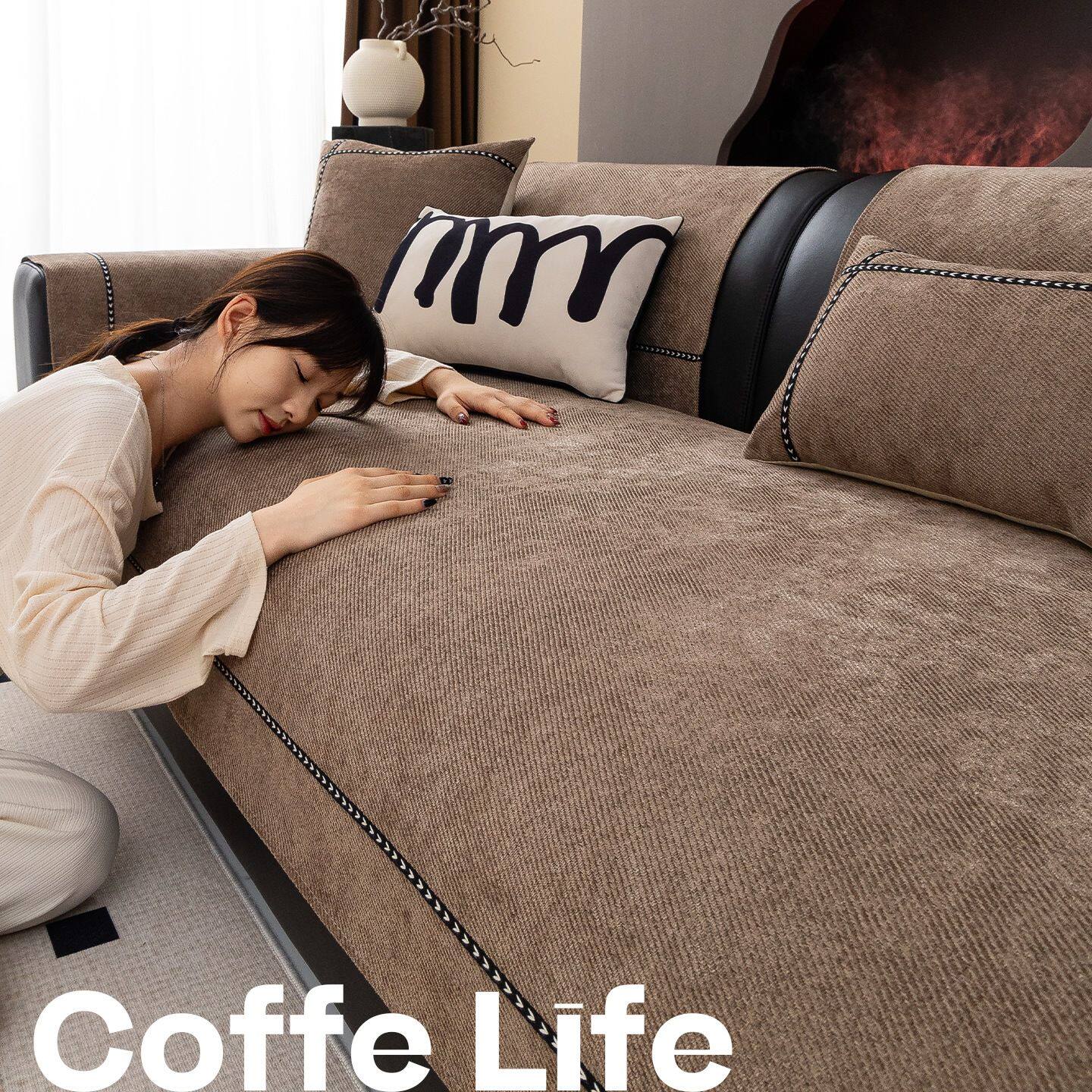 雪尼尔沙发垫四季通用2025新款皮沙发专用固定防滑坐垫套罩盖布巾