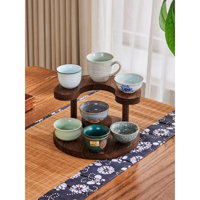 实木茶杯架桌面置物架小博古架茶具展示架陈列架茶壶花架摆放架