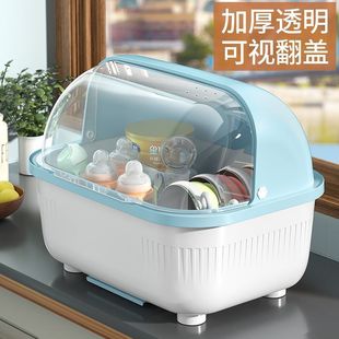 厨房碗筷收纳置物架大容量装碗筷碟盘收纳盒带盖沥水碗架放碗