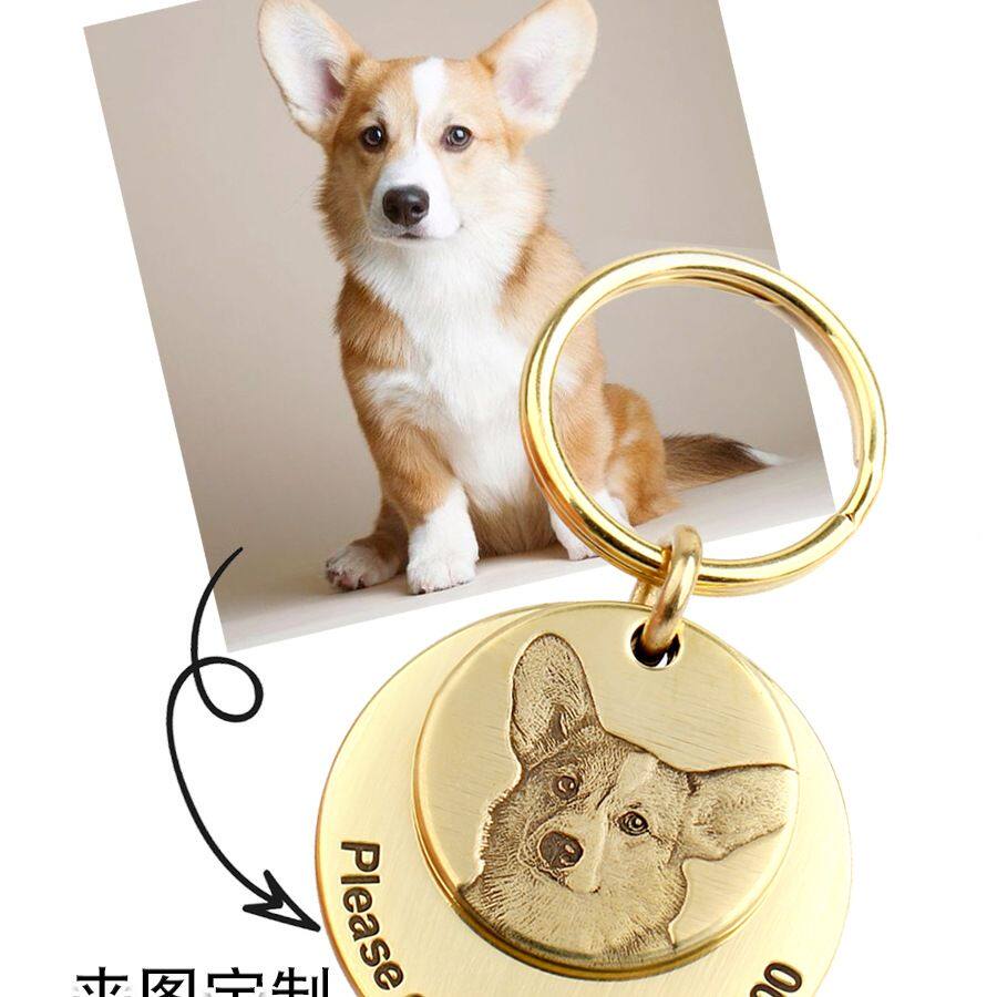 纯铜浮雕狗牌挂牌定 制狗名牌项圈猫牌铃铛身份牌吊牌宠物防丢走