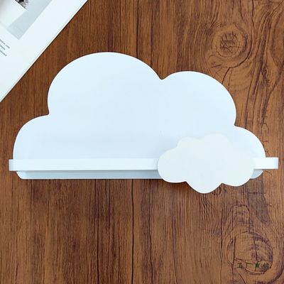 北欧风云朵隔板置物架收纳架实木免打孔书架儿童房墙上装饰架壁饰