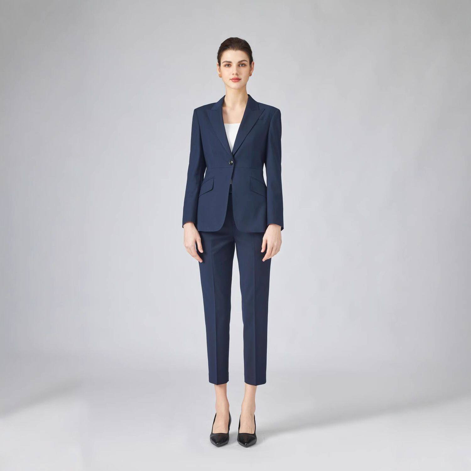 女款长袖西服商务职业装西服裤套装销售工作服定 制正装 代发