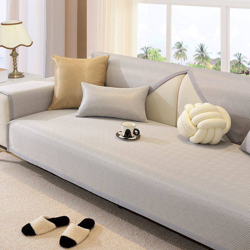 夏季藤席沙发垫通用坐垫冰丝简约凉席欧式夏天款防滑沙发套罩