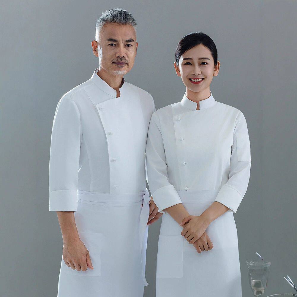 高档餐厅餐饮厨师工作服长袖男女酒店食堂后厨秋冬厨师服工装西餐