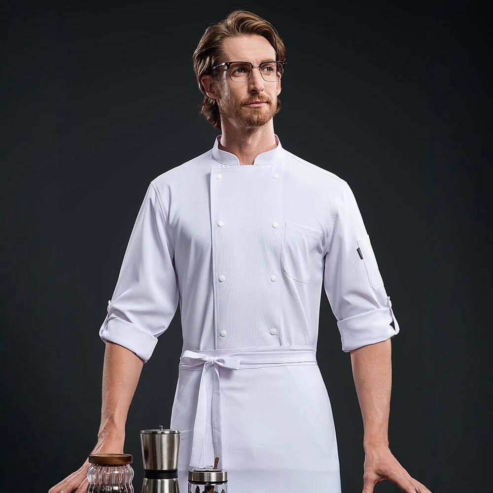 厨师工作服男长袖裱花师烘焙酒店大厨烹饪服装餐饮后厨房工衣