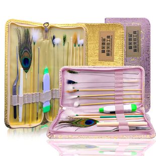 专业采耳工具套装鹅毛鸡毛马尾孔雀毛掏耳神器挖耳勺发光带灯