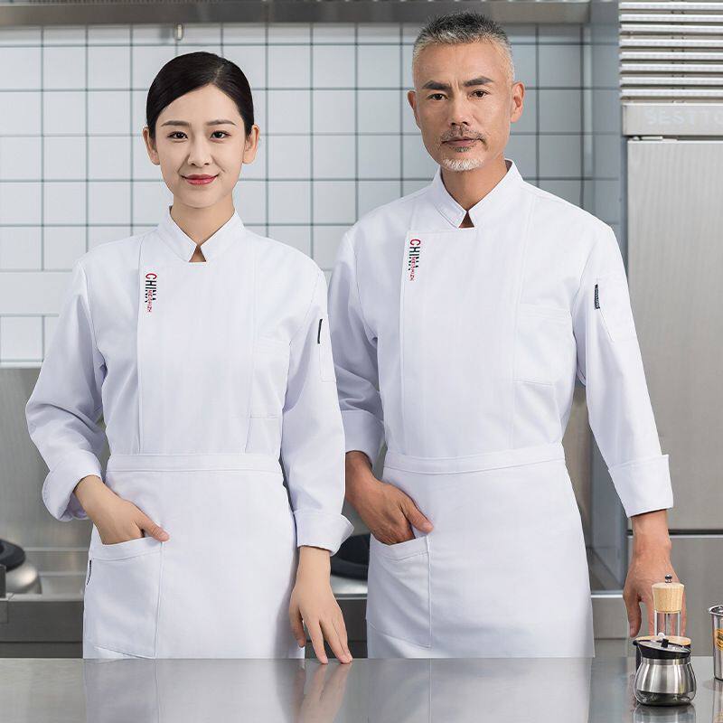 餐饮后厨房厨师工作服男长袖餐厅酒店烘焙食堂服装秋冬烘培女