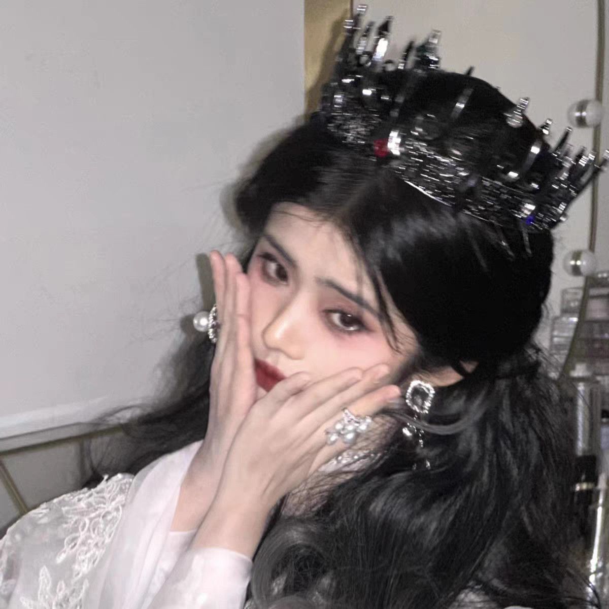 复古巴洛克高级黑色皇冠新娘结婚配饰成人十八岁生日王冠发饰