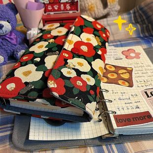 活页手账本子活页本手帐本a6笔记本子高颜值集盖章本a5布艺日记本