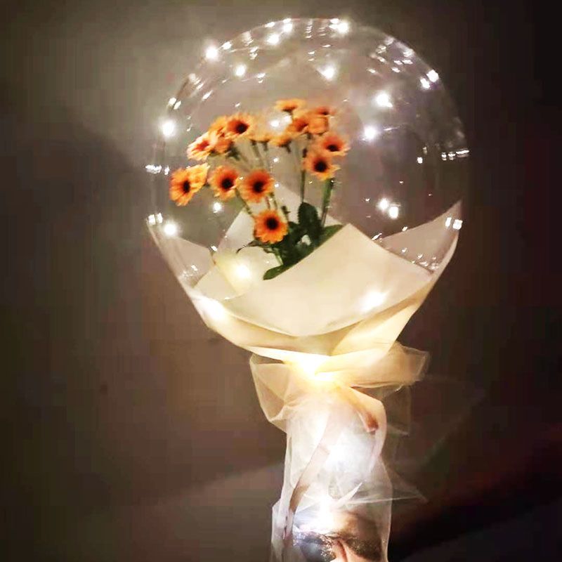 玫瑰花波波球网红透明新款花束发光 摆摊情人节Diy一件