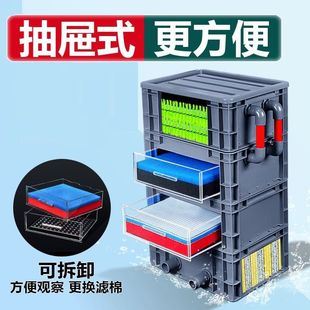 周转箱过滤配件全套鱼缸过滤器干湿分离鱼池箱户外沼泽净水滴流盒
