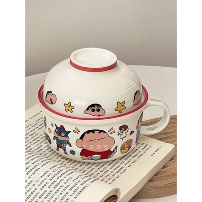 小新陶瓷带盖饭碗特别好看的学生宿舍食堂个人专用上班族大泡面碗