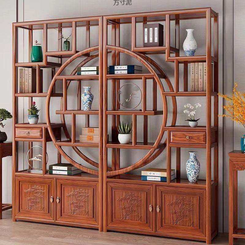 实木仿古博古架多宝阁中式书架办公室商铺隔断架茶柜摆件架陈列柜