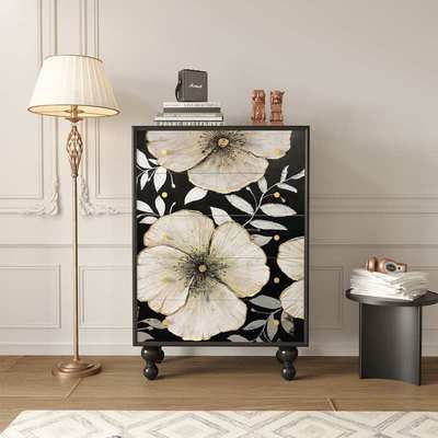 法式实木五斗柜客厅靠墙沙发边柜简约现代斗柜艺术抽屉储物收纳柜