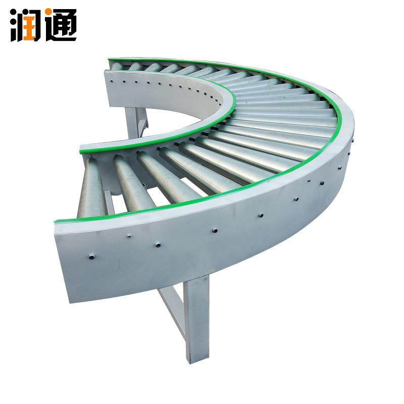 厂家不锈钢无动力输送带滚筒式转弯输送机食品机械传动设备生产线